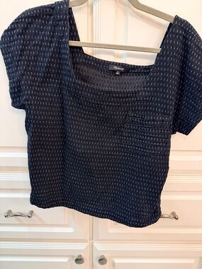 Madewell Black Short-Sleeve Crop Blouse